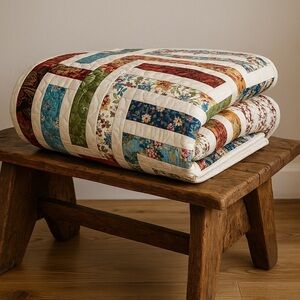 🌸 New Handmade Patchwork Quilt – 60” x 72” – 100% Cotton